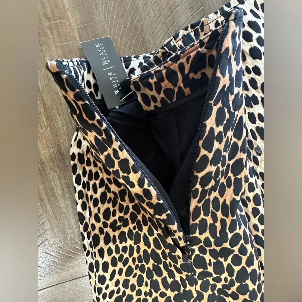 White House Black Market Leopard Animal Print Full Skirt Pockets Size 2 NWT